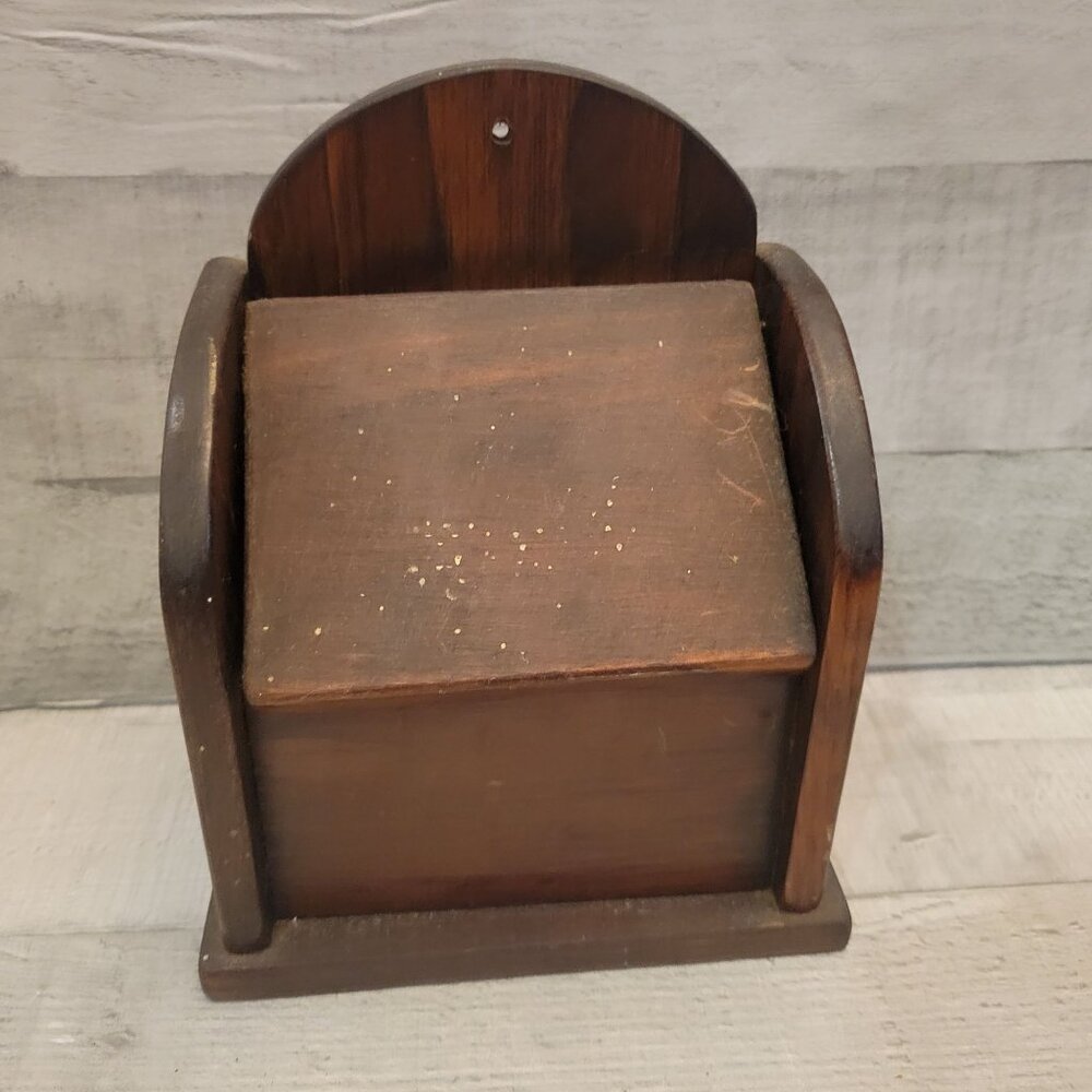 Vintage Wall-Mounted Wooden Salt Box